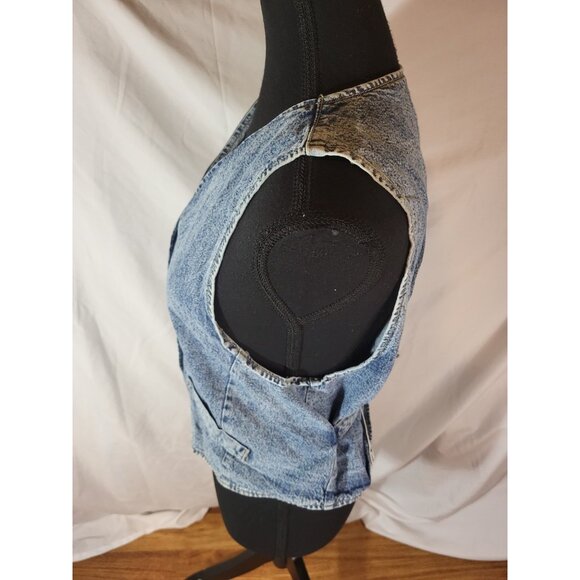 Vtg 90s Cherokee Blue Denim Jean Acid Washed Vest Small USA Western - Picture 4 of 6